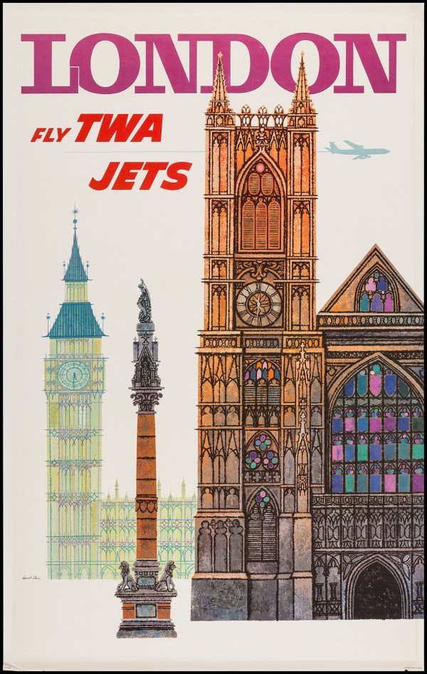 TWA London Vintage Travel Poster  Print